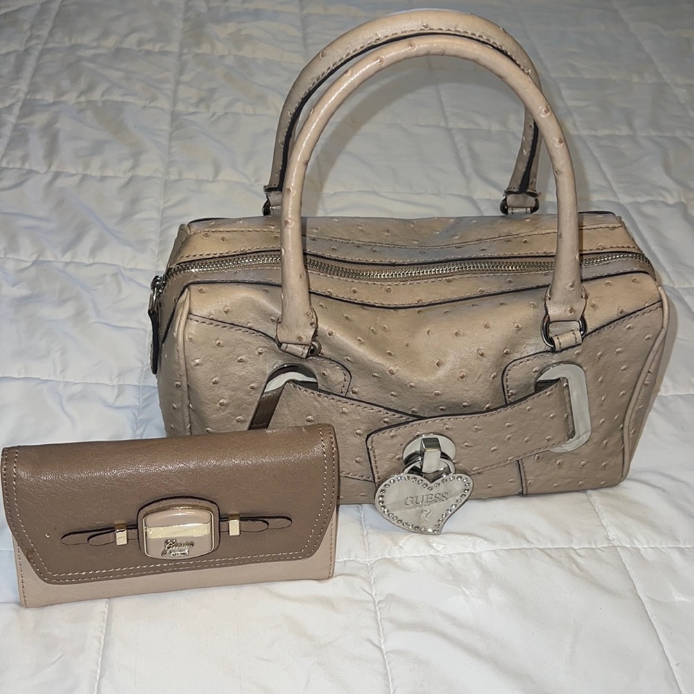 Guess Ostrich Satchel With Wallet - image 1